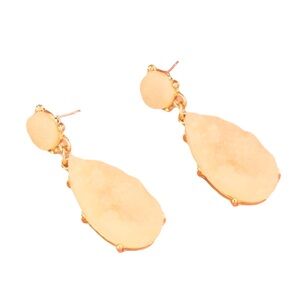 New Parisian Night Yellow Quartz Druzy Gold Crystal Water Drop Stud Earrings